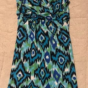 NY Collection Blue and Green Patterned Maxi Dress
